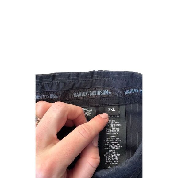 Harley Davidson Y2K Skull Button Up Snap Shirt size 3XL Black Striped - Picture 3 of 10